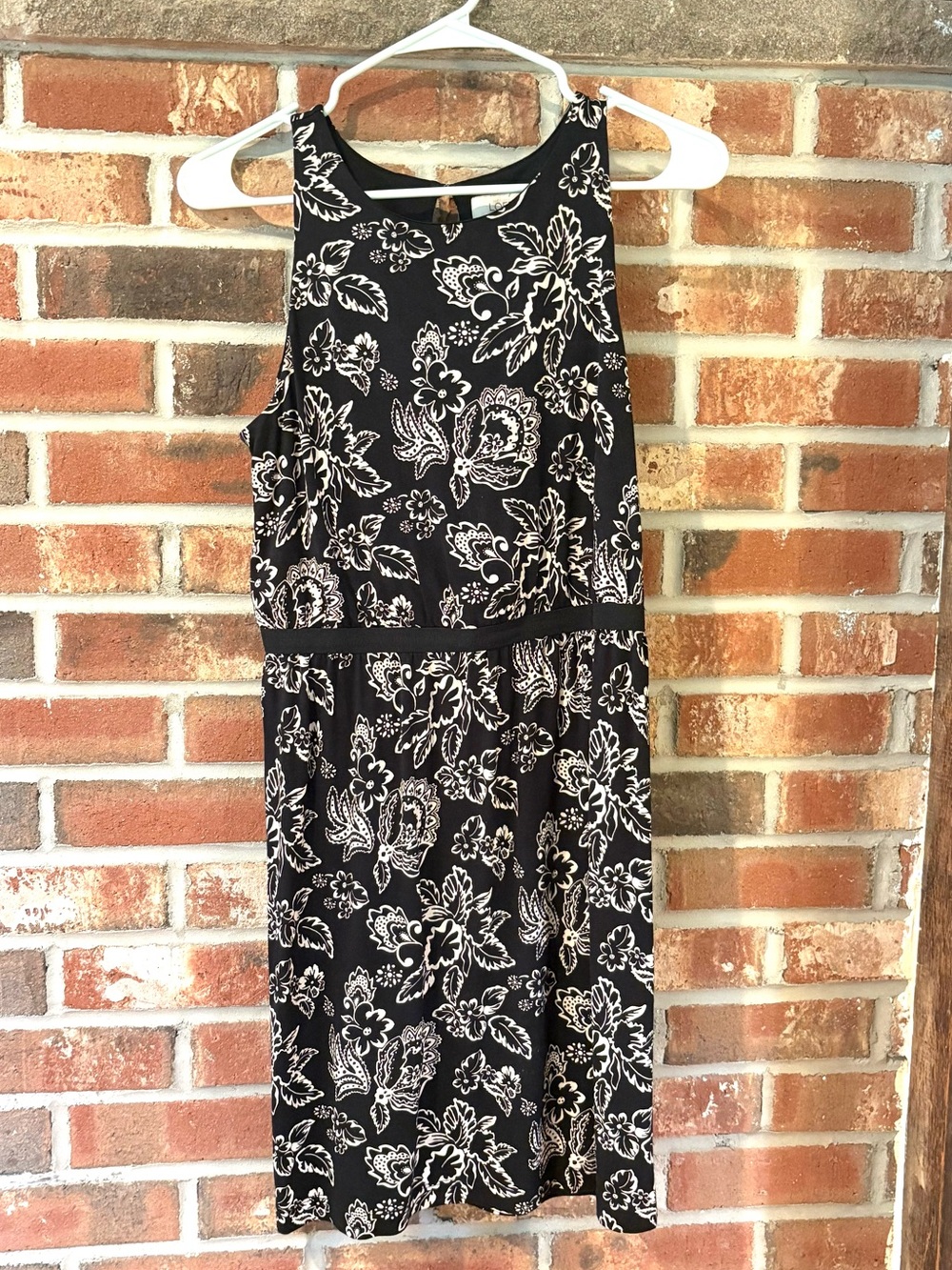 Ann Taylor LOFT Black and Beige Floral Sleeveless Dress Size XS